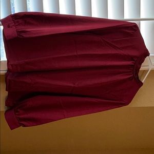 Pleated mock neck blouse